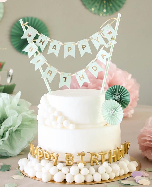 Image du produit I Am Creative Topper pour gâteau Birthday, saumon/argent, 1 pièce