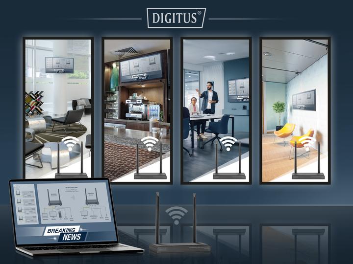 Image du produit Digitus Kit extender/diviseur HDMI sans fil 4K, 1x4 200 m, 1x TX, 1x RX