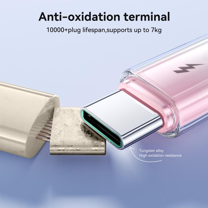 Actual product image Joyroom S-A42 Crystal Clear Series Fast Charging Data Cable USB-A to Type-C 3A 1.2m White (1.20 m)