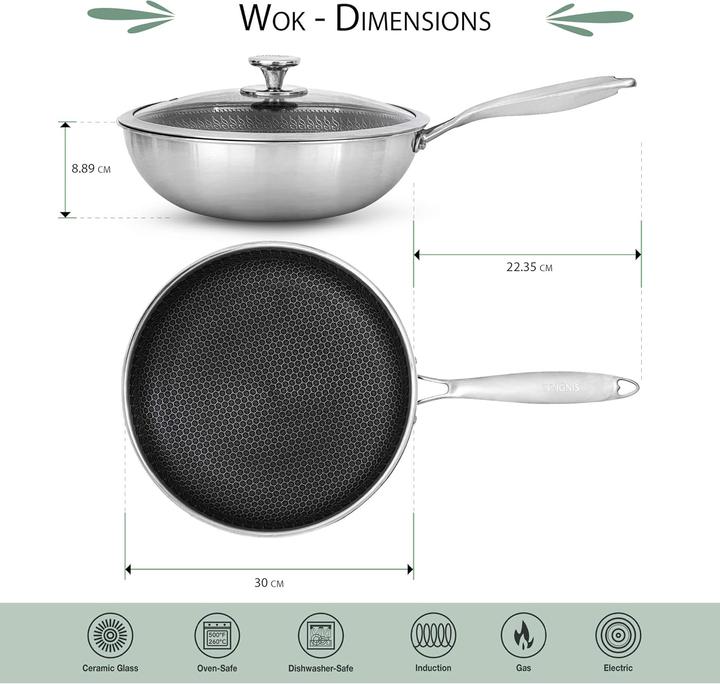 Actual product image Intignis Wokpfanne (30 cm, Wok, Stainless steel, Aluminium)