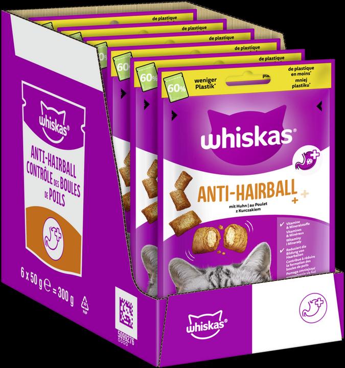 Immagine prodotto Whiskas Sacchetto anti-capelli in porzione di pollo (Adulto, 1 pz., 50 g)