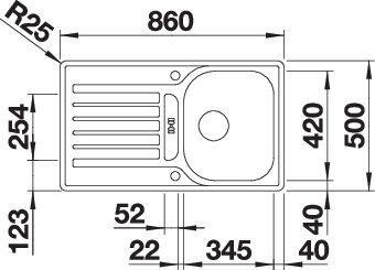 Actual product image Blanco Lantos 45 S-IF (Top-mounted sink, 86 cm, 50 cm)