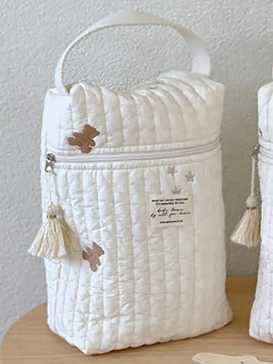 Produktbild Only-Bags.Store Bestickte Mama Tasche Aufhängbar Kinderwagen Reissverschluss Tragbare Windel Nass Tasche