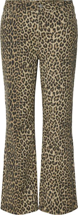 Pieces PCSALUME MW CROPPED Leoprint Wide Fit Jeans