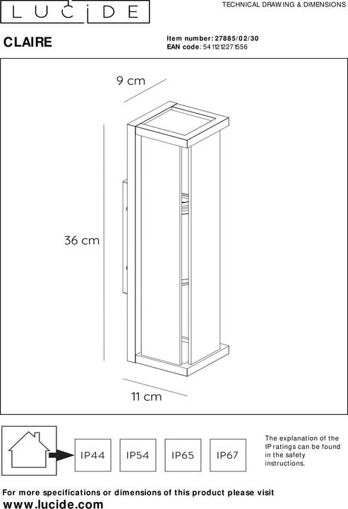 Actual product image Lucide Claire mini (E27, IP54)