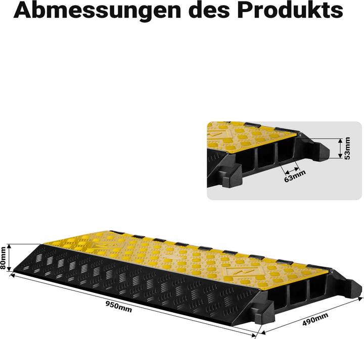 Immagine prodotto Wiltec Ponte per cavi a canalina 50t 40km/h protezione drive-over 95x49x8cm Cavo a canalina (Ponte cavo, 95 cm)