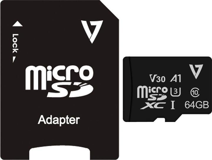 Produktbild V7 64GB MICRO SDXC V30 U3 A1 CL10 (64 GB, microSDXC, U3, UHS-I)