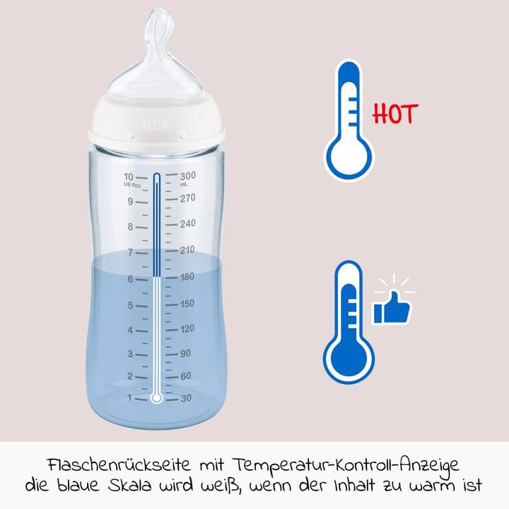 Produktbild NUK First Choice+ 3er-Flaschen-Set mit Temperature Control, 300ml, 0-6 Monate, beige, rosa, weiss (300 ml)
