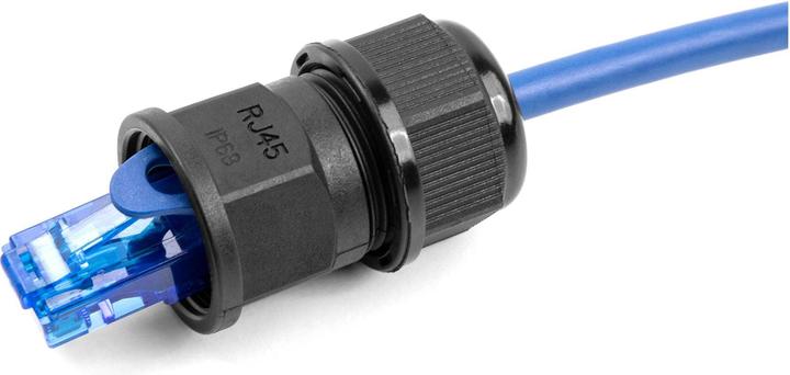 Produktbild Delock Durchführungskupplung für RJ45 Netzwerkkabel IP67 staub- und wasserdicht schwarz (Netzwerk Kupplung)