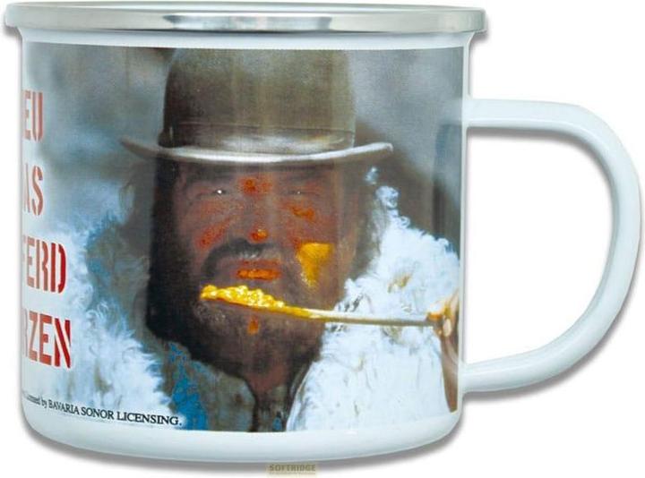 Actual product image Blechwaren Fabrik Braunschweig Bud Spencer enamel mug Without hay the best horse can... (500 ml, 1 x)