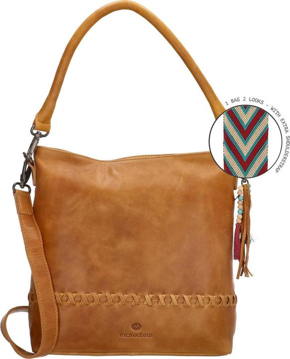 Micmacbags Friendship -Umhängetasche ausblenden & stechen - Kamel - 100% Leder