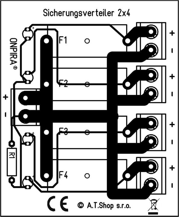 Actual product image Eneroid Power distributor board 4-fold with fuses