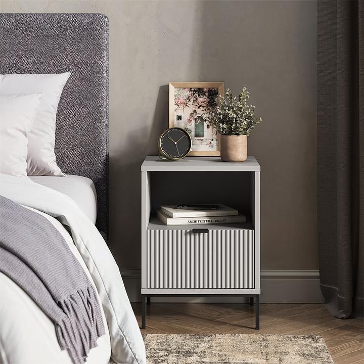 Produktbild Vichy Nachttisch Eliza, Grau, 40 x 55 cm mit 1 Schublade