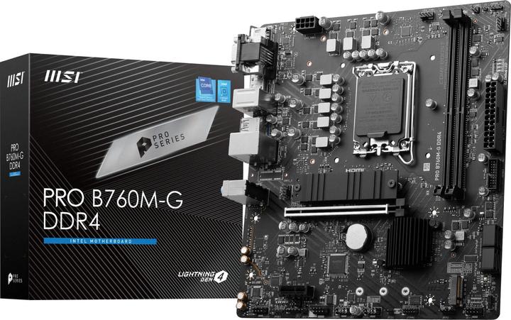 Produktbild MSI MB PRO B760M-G DDR4 (B760,S1700,mATX,Intel) (LGA 1700, Intel B760, uATX)