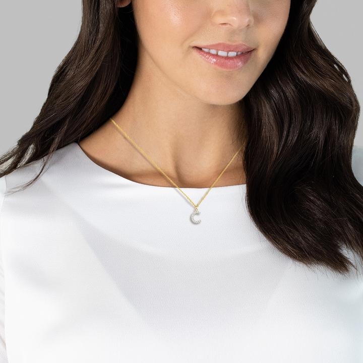 Immagine prodotto Glanzstücke München Lettera C da donna in argento sterling con zirconi in oro giallo 45,0 cm di catena base + 5,0 cm di (Argento, 40 - 45 cm)