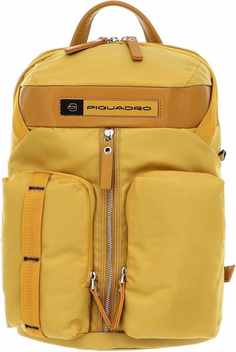 Actual product image Piquadro Pq-Bios Regenerated, Textile Backpack, Yellow, Unisex, 27 x 41x 1