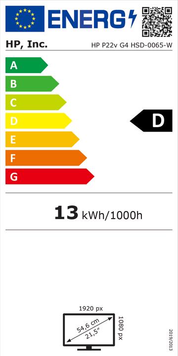 Energy Label HP P22v G4 P-Series (1920 x 1080 pixels, 22")