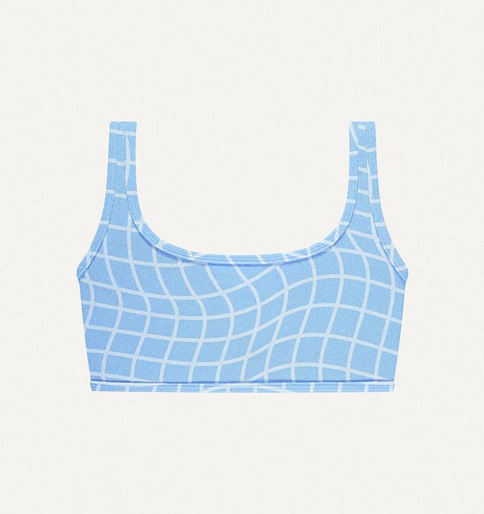 Blue pool print towelling