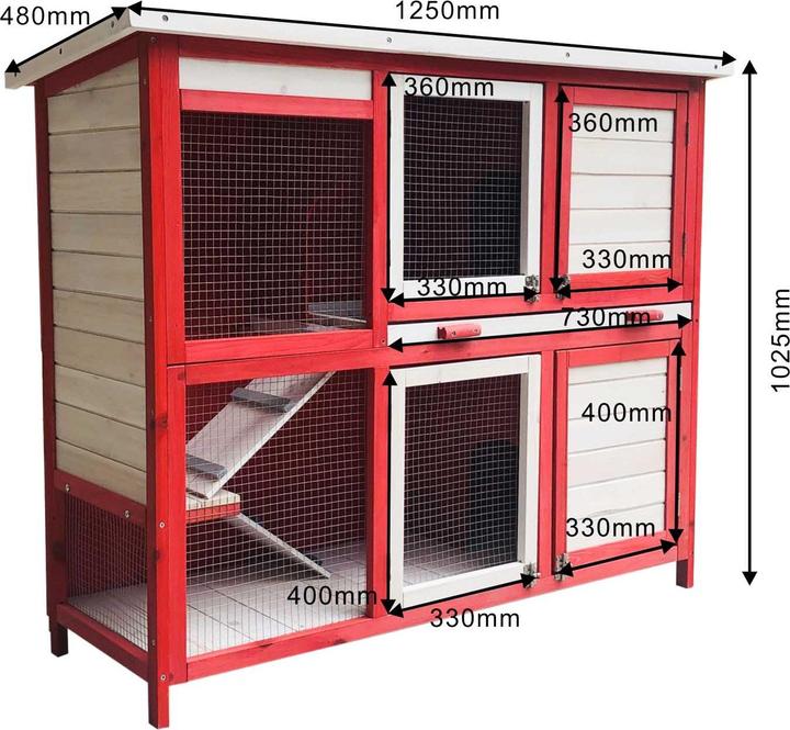 Actual product image Wiltec Rabbit hutch 1175x410x1000mm rabbit hutch rabbit cage rabbit cage wood