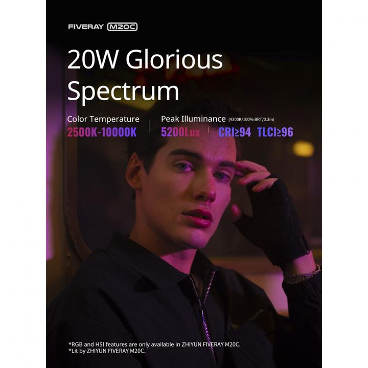 Actual product image Zhiyun Fiveray M20C RGB (Further permanent lights)