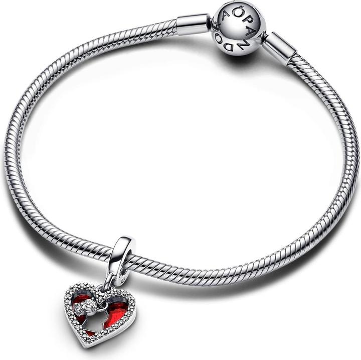 Immagine prodotto Pandora Ciondolo doppio con cuore rosso e buco della serratura (Argento 925)