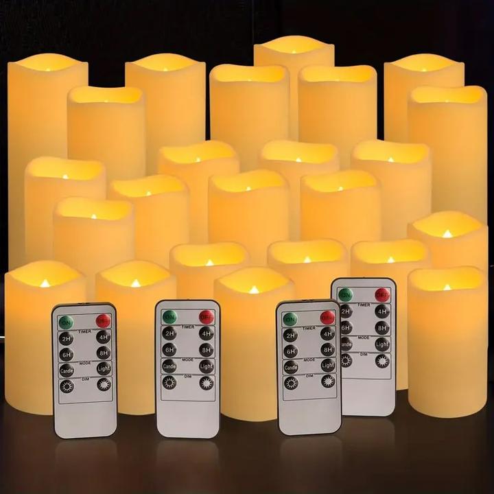 Actual product image Cbx 24 Stück Flammenlose LED Kerzen mit Fernbedienung und Timer Funktion (24 x)