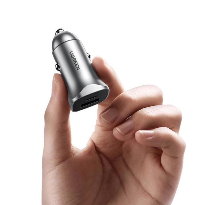 Image du produit Ugreen CD130 Car Charger, USB-A+PD 3.0, USB-C, QC3.0 30W (Grey)