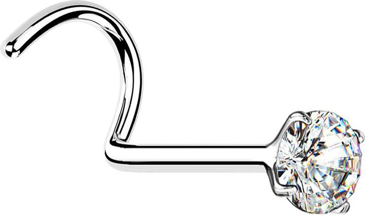 Produktbild Star Piercing Nasenstecker gebogen silber runder Kristall silber gefasst (925 Sterlingsilber, ohne Messing)