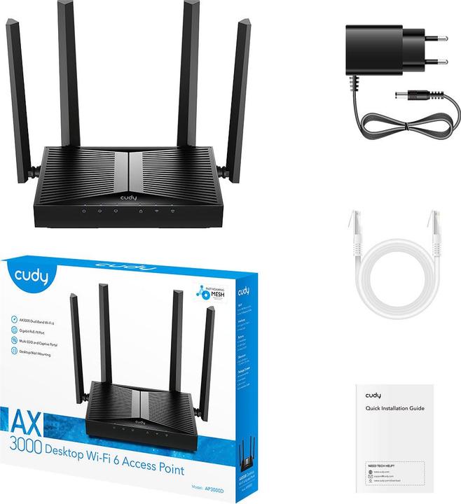 Produktbild Cudy AX3000 Wi-Fi 6 Desktop Access Point (2400 Mbit/s)