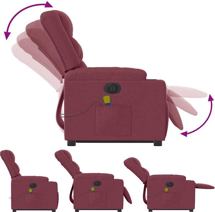 Produktbild VidaXL Elektrischer Massagesessel mit Aufstehhilfe Weinrot Stoff