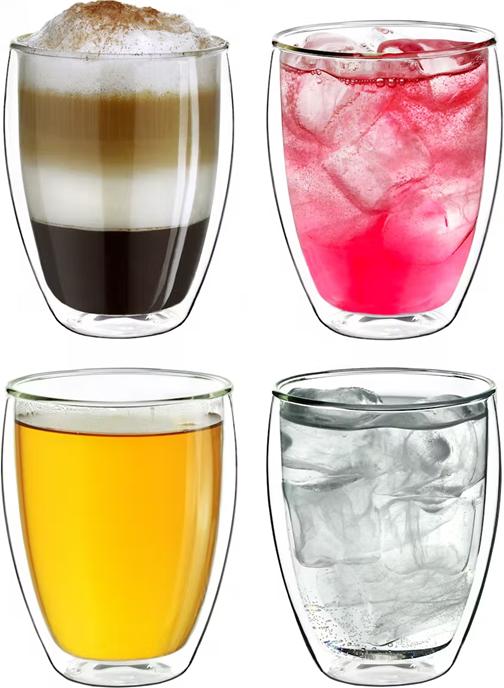 Immagine prodotto Creano Set regalo di tazze thermos in vetro per bevande calde e fredde 250 ml No.2 (250 ml, 4 x)