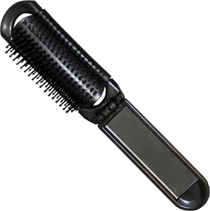 Caso Foldable Black Hair Brush with Mirror