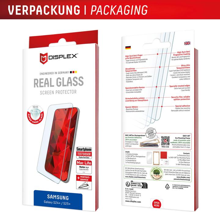 Actual product image Displex Real Glass, 2D Panzerglas (1 Piece, Samsung Galaxy S24+, Samsung Galaxy S25+)