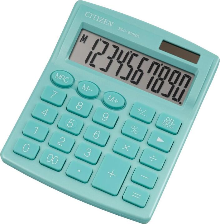 Produktbild Citizen calculator calculator SDC810NRGNE, turquoise, desktop, 10 seats, dual power supply (Solarzellen, Batterien)
