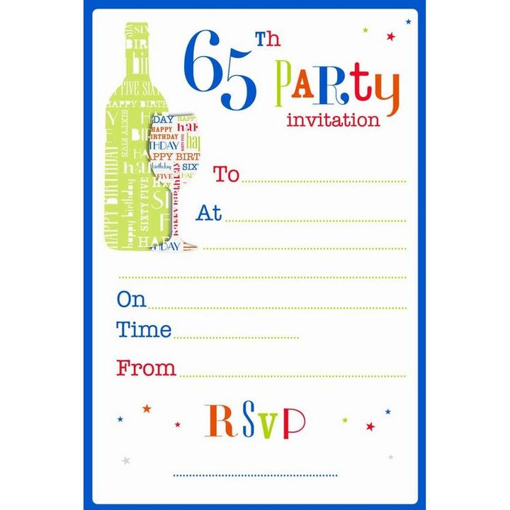 Actual product image Spot on Gifts 65th Birthday Invitations (Pack of 20) (20 pcs.)