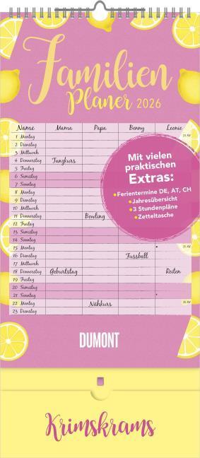 Immagine prodotto Familienplaner Krimskrams mit Tasche 2026 - 4 Spalten - Familienkalender 22x49 cm - mit (22 x 49 cm, Tedesco)