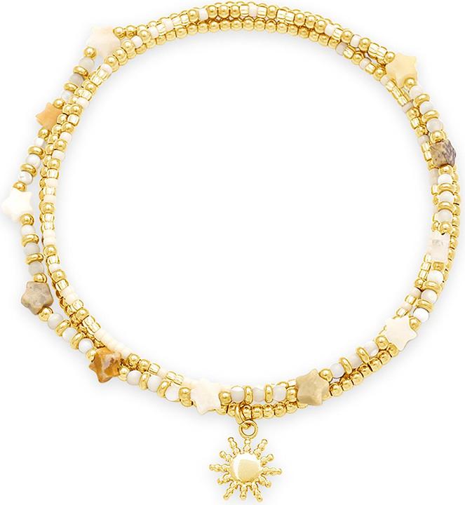 Image du produit Leyda Bracelet pierre précieuse avec acier inoxydable fin (50 cm, Pierres, Acier inoxydable Jaune doré 18K, Perles de Miyuki)