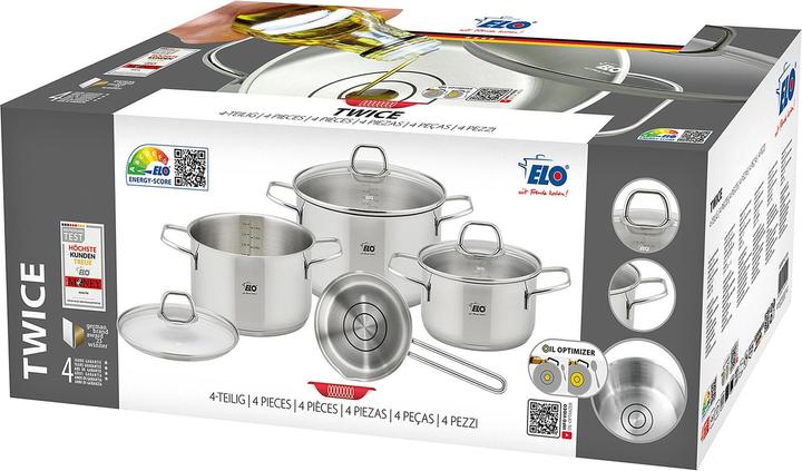 Actual product image ELO Twice ES 18/10 4-piece saucepan set (16 cm, Pan set + pot set, Stainless steel)