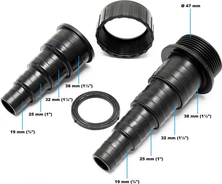Immagine prodotto SunSun Bocchetta a gradino per tubi 19 25 32 38 mm connettore piscina laghetto tubo flessibile