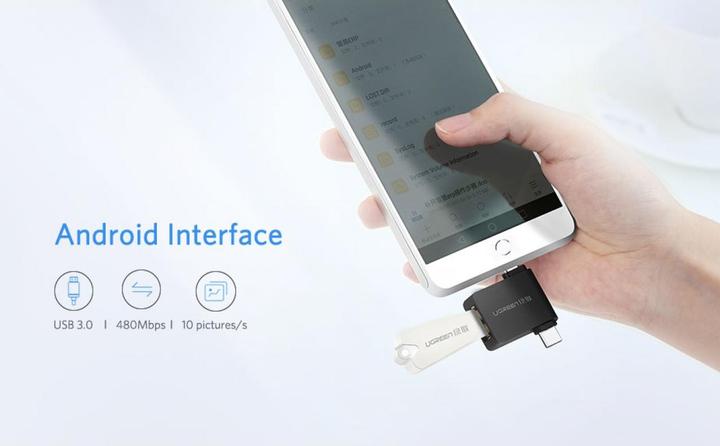 Actual product image Ugreen Micro USB + USB-C to USB-A 3.0 Adapter (USB Type C, USB-A)