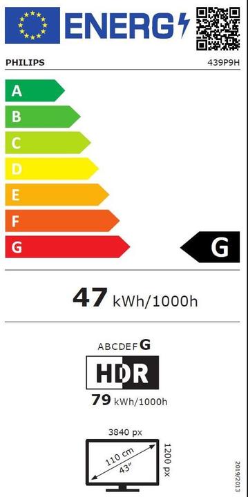 Energy Label Philips P-Line 439P9H/00 (3840 x 1200 pixels, 43.39")