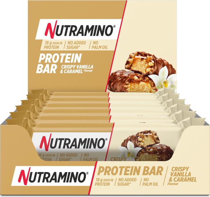 Actual product image Nutramino Crispy Proteinbar Vanilla & Caramel (12x64g) (Vanilla, 12 pcs., 660 g)