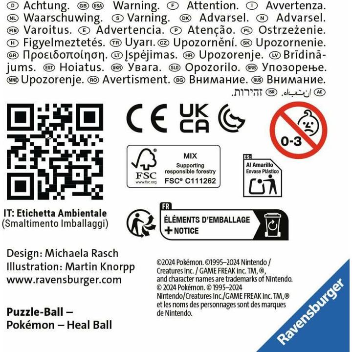 Actual product image Ravensburger Puzzle ball Pokémon healing ball (55 pieces)