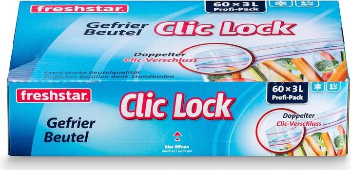 Freshstar Sacchetto per congelatore Clic-Lock da 3,0l, 27 x 25 cm (60 x)