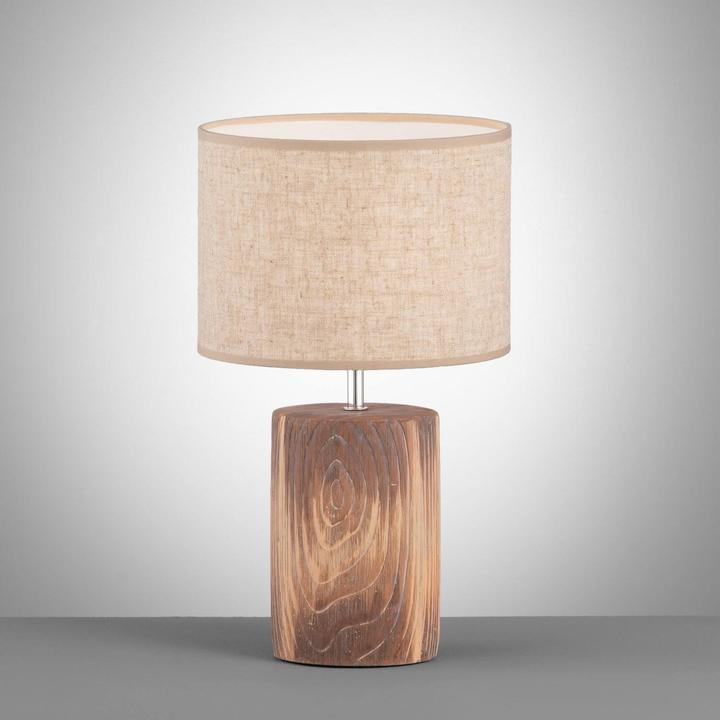 Fischer & Honsel Honsel Malik table lamp E27 fabric shade sand-coloured linen, white wood 50742 (E27)