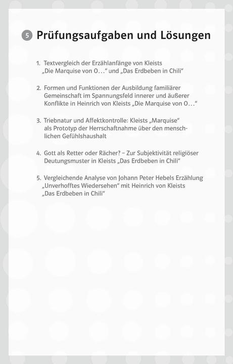 Produktbild Lektürehilfen Heinrich von Kleist "Die Marquise von O.../Das Erdbeben in Chili" (Deutsch, 2017)