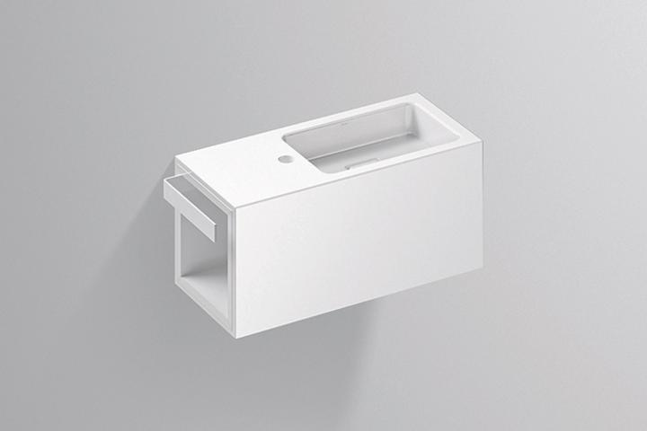 Actual product image Alape wash place WP.XS2 Xplore.S, W: 645mm, H: 300mm,D: 268mm, trough rectangular right, towel holde (268 mm, 645 mm)