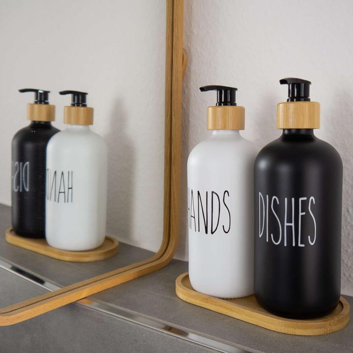 Actual product image Intirilife Soap dispenser set with bamboo tray 500 ml (3 pcs)