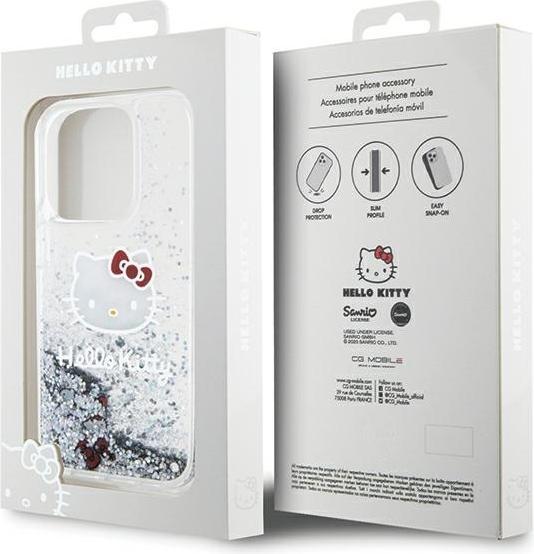 Actual product image Hello Kitty HKHCP14XLIKHET iPhone 14 Pro Max 6.7" srebrny/silver hardcase Liquid Glitter Charms Kitt (Apple iPhone 14 Pro Max)