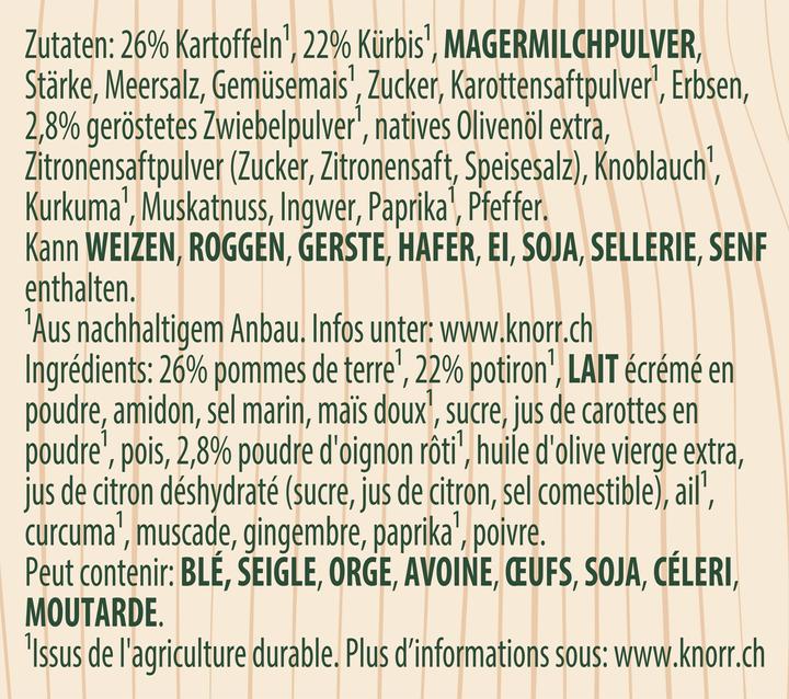 Nutritional values and ingredients Knorr Pumpkin soup